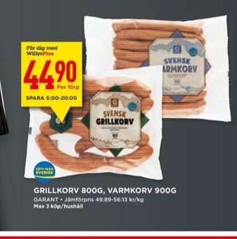 Willys Garant grillkorv erbjuda