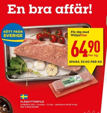 Willys Hemma Nybergs deli fläskytterfilé erbjuda
