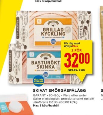 Willys Garant skinka erbjuda