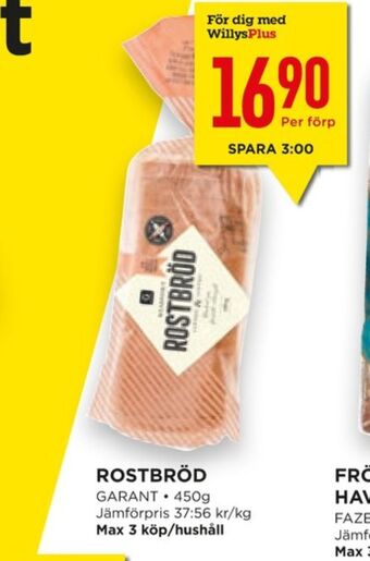Willys Hemma Garant toastbröd erbjuda