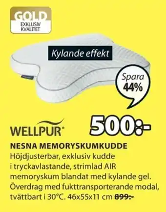 JYSK Wellpur Nesna Memoryskumkudde 46x55x11cm erbjuda