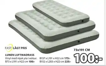 JYSK Lunen Luftmadrass 73x191x22cm erbjuda