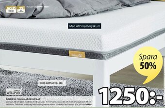 JYSK Wellpur Gold F30 - Skummadrass Pilar 80x200cm erbjuda