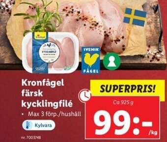 Lidl Kronfågel färsk kycklingfilé erbjuda