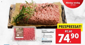 Lidl BUTCHER'S Färsk blandfärs erbjuda