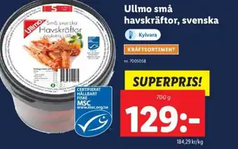 Lidl Ullmo små havskräftor, svenska erbjuda
