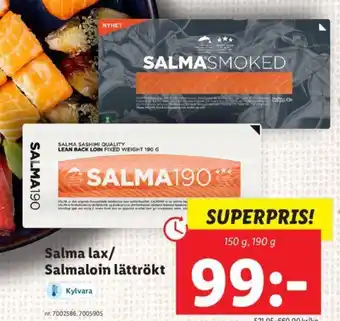 Lidl Salma lax/ Salmaloin lättrökt erbjuda