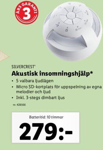 Lidl SILVERCREST Akustisk insomningshjälp* erbjuda