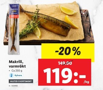 Lidl Makrill, varmrökt erbjuda