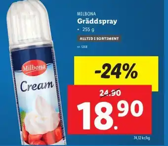 Lidl MILBONA Gräddspray erbjuda