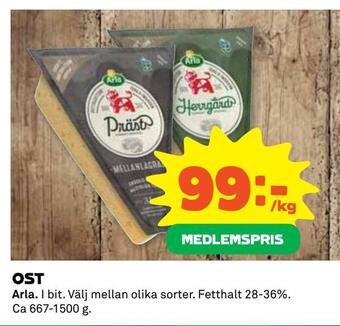 Coop Daglivs Ost erbjuda