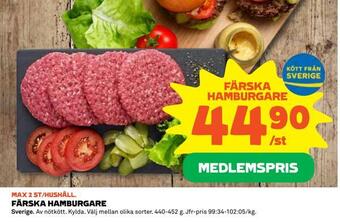 Coop Daglivs Färska hamburgare erbjuda