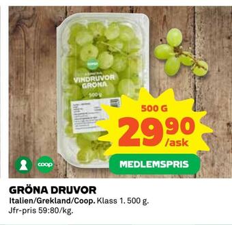 Coop Daglivs Gröna druvor erbjuda