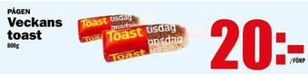 Matdax Veckans toast erbjuda