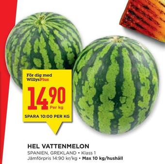 Willys Hemma Hel vattenmelon erbjuda
