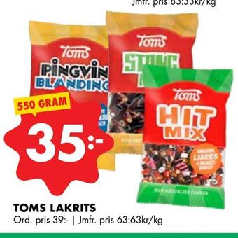 ÖoB Toms lakrits erbjuda
