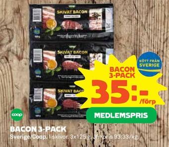 Coop Extra Bacon 3-pack erbjuda