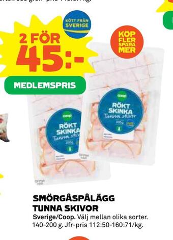 Coop Extra Smörgåspålägg tunna skivor erbjuda