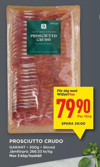 Willys Prosciutto crudo erbjuda