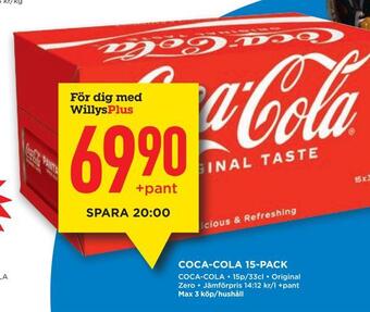 Willys Coca-cola 15-pack erbjuda