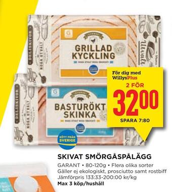 Willys Skivat smörgåspålägg erbjuda