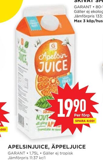 Willys Apelsinjuice, äppeljuice erbjuda