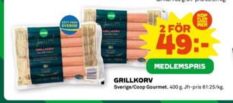 Stora Coop Coop gourmet grillkorv erbjuda