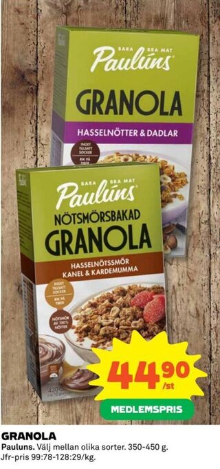 Coop GRANOLA Pauluns erbjuda