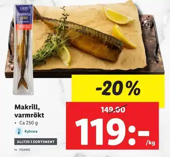 Lidl Makrill, varmrökt erbjuda