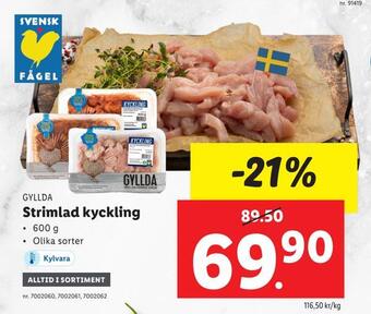 Lidl Strimlad kyckling erbjuda