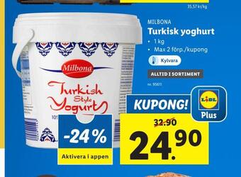Lidl Turkisk yoghurt erbjuda