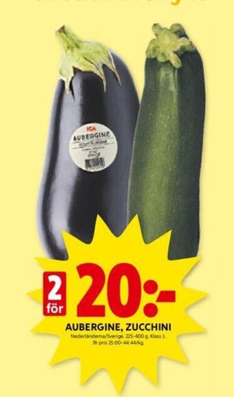 ICA Kvantum AUBERGINE, ZUCCHINI erbjuda