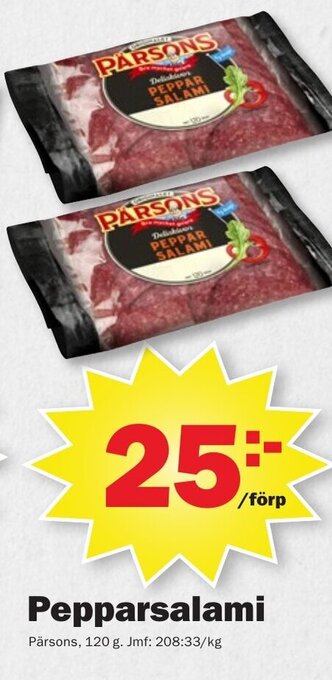 Pekås Pepparsalami Pärsons, 120 g erbjuda