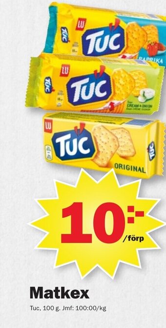Pekås Matkex Tuc, 100 g. erbjuda