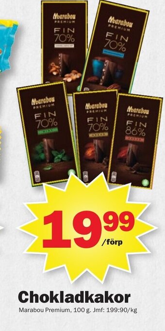 Pekås Chokladkakor Marabou Premium, 100 g erbjuda