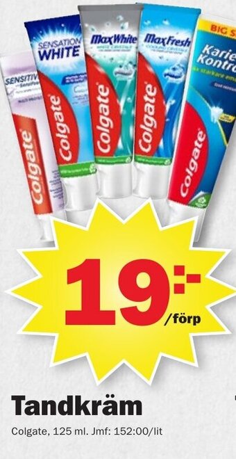 Pekås Tandkräm Colgate, 125 ml. erbjuda