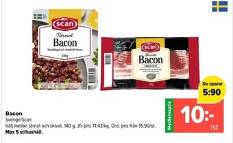 Coop Extra Bacon Sverige/Scan erbjuda