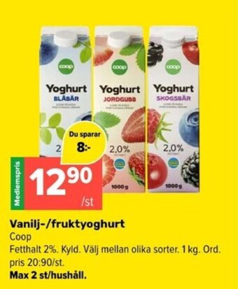 Coop Extra Vanilj-/fruktyoghurt Coop erbjuda