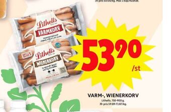 ICA Maxi Lithells varmkorv erbjuda