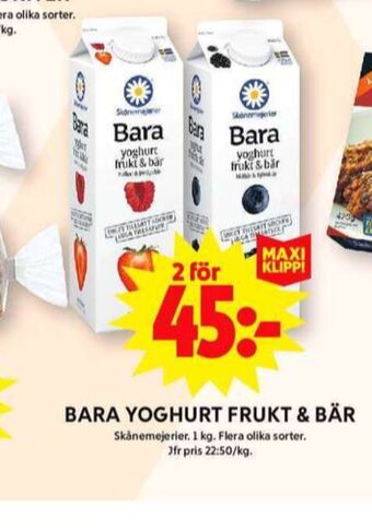 ICA Maxi Bara yoghurt erbjuda