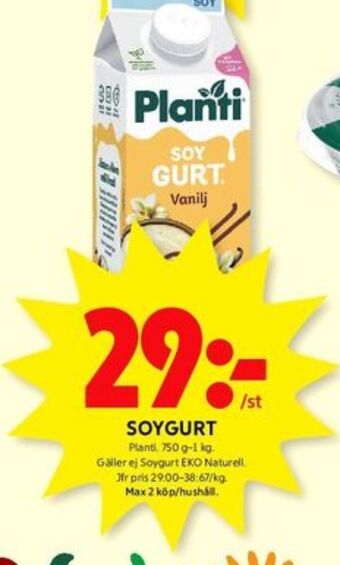 ICA Kvantum Soygurt yoghurt alternativ erbjuda
