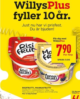 Willys Hemma Mannafrutti mellanmål erbjuda