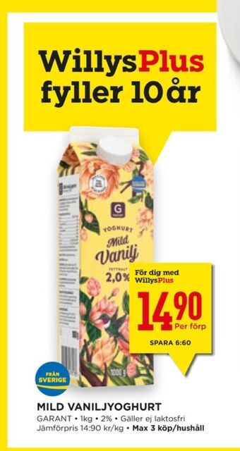 Willys Hemma Garant yoghurt erbjuda