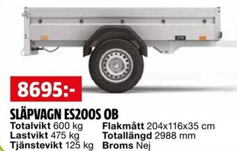 Bauhaus SLÄPVAGN ES200S OB erbjuda