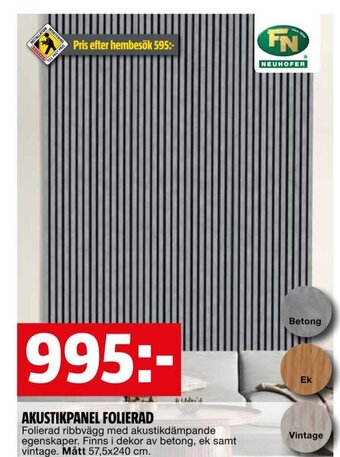 Bauhaus AKUSTIKPANEL FOLIERAD erbjuda