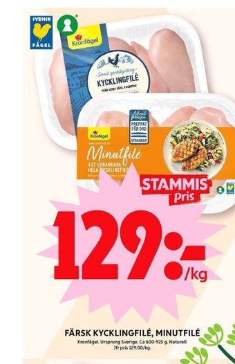 ICA Maxi FÄRSK KYCKLINGFILÉ, MINUTFILÉ erbjuda