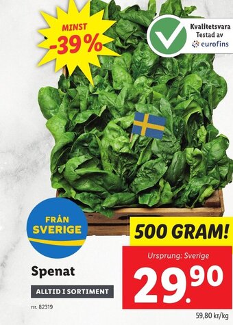 Lidl Spenat erbjuda