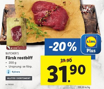 Lidl BUTCHER'S Färsk rostbiff erbjuda