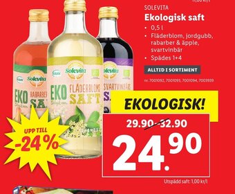 Lidl SOLEVITA Ekologisk saft erbjuda