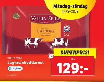 Lidl VALLEY SPIRE Lagrad cheddarost erbjuda